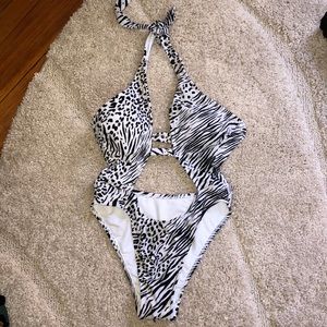 Animal print one piece